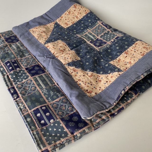 BABY BLANKET, Patchwork Quilt - Blue Cottage Craft